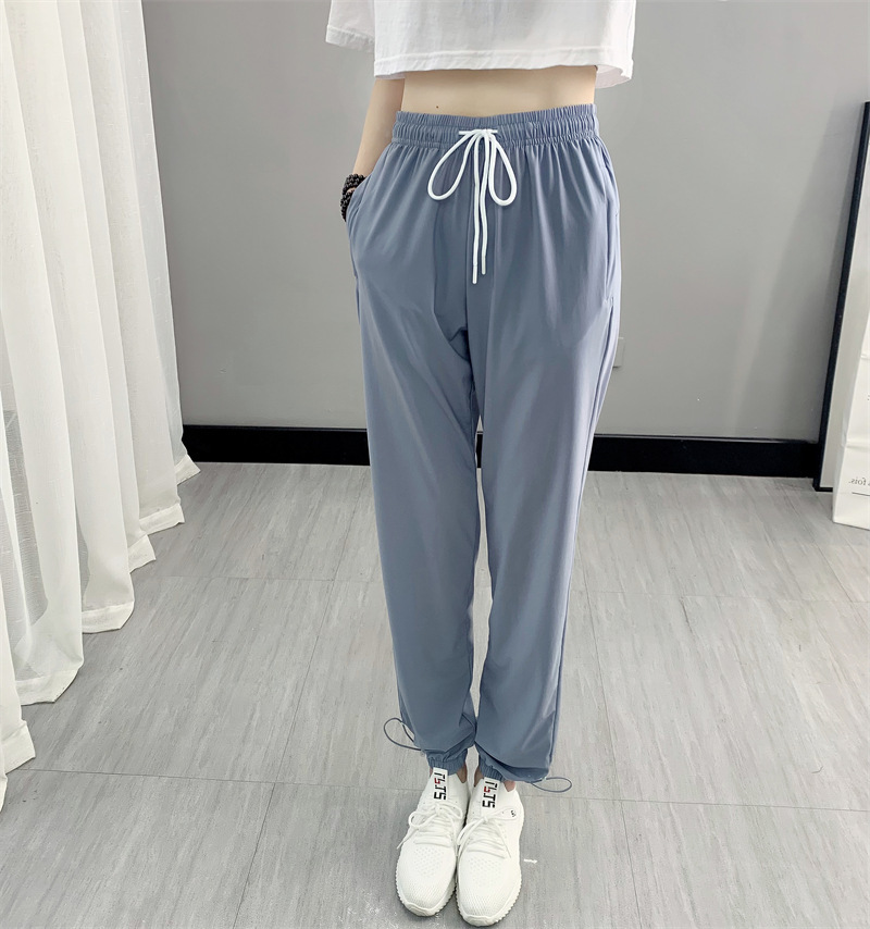 夏季薄款冰丝速干运动裤女宽松束脚九分裤户外运动休闲裤时尚新款详情26