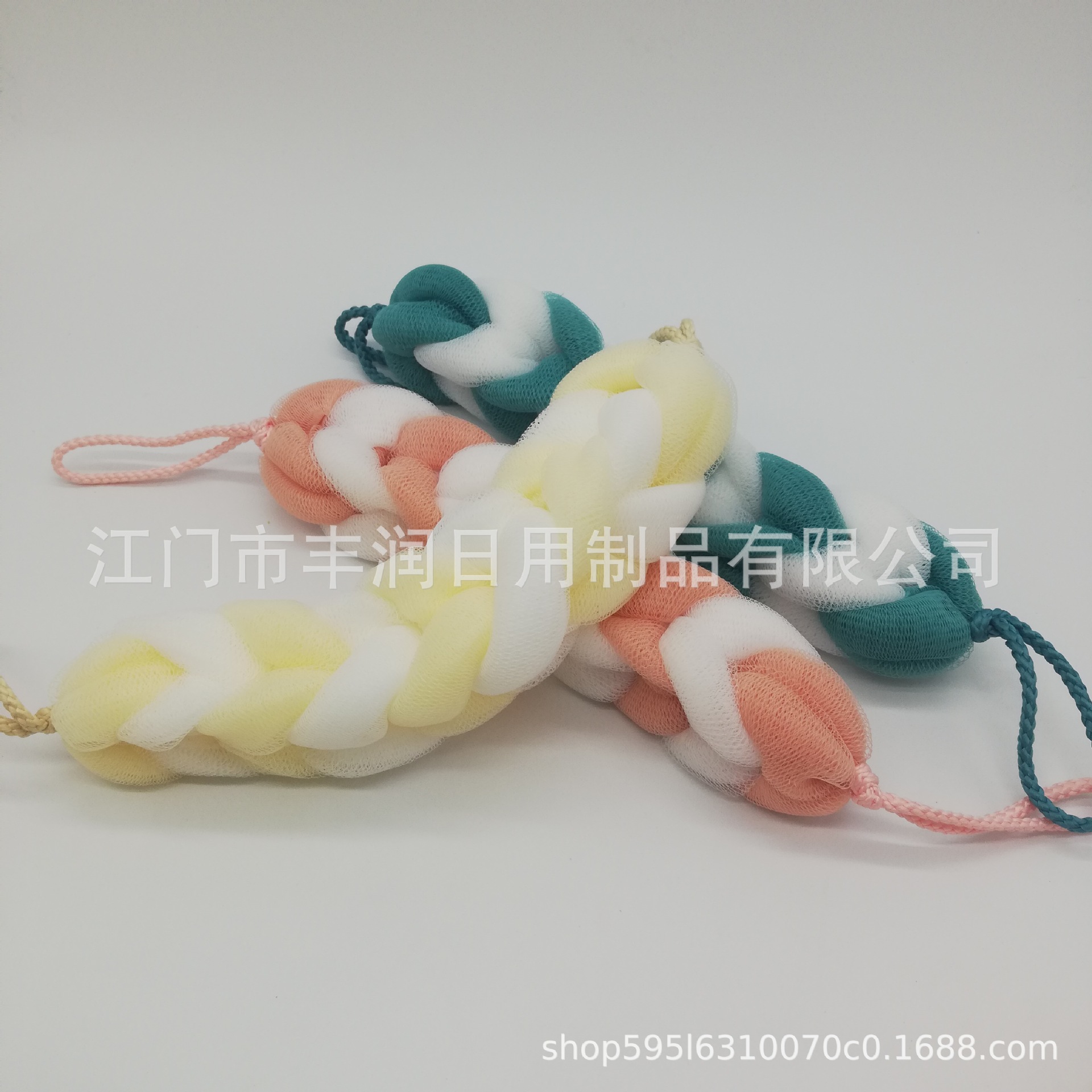 Wholesale twisted nine-section white long strip simple and elegant bath strips, strong adult back rubbing towels, soft bath strips pic 1