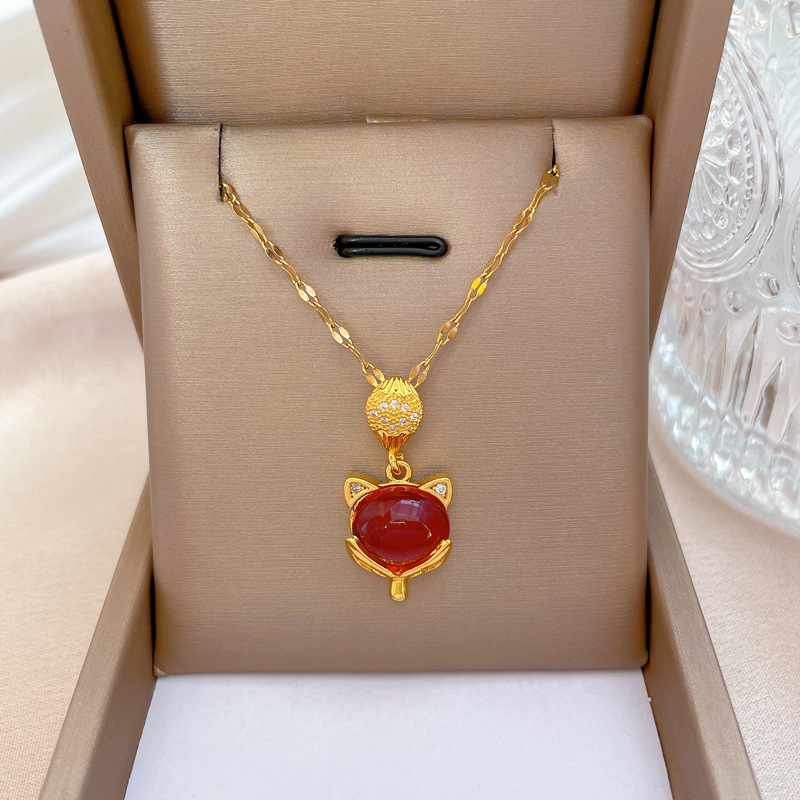 【钛钢】网红爆款小狐狸项链狐狸吊坠抖音快手同款女锁骨链详情4