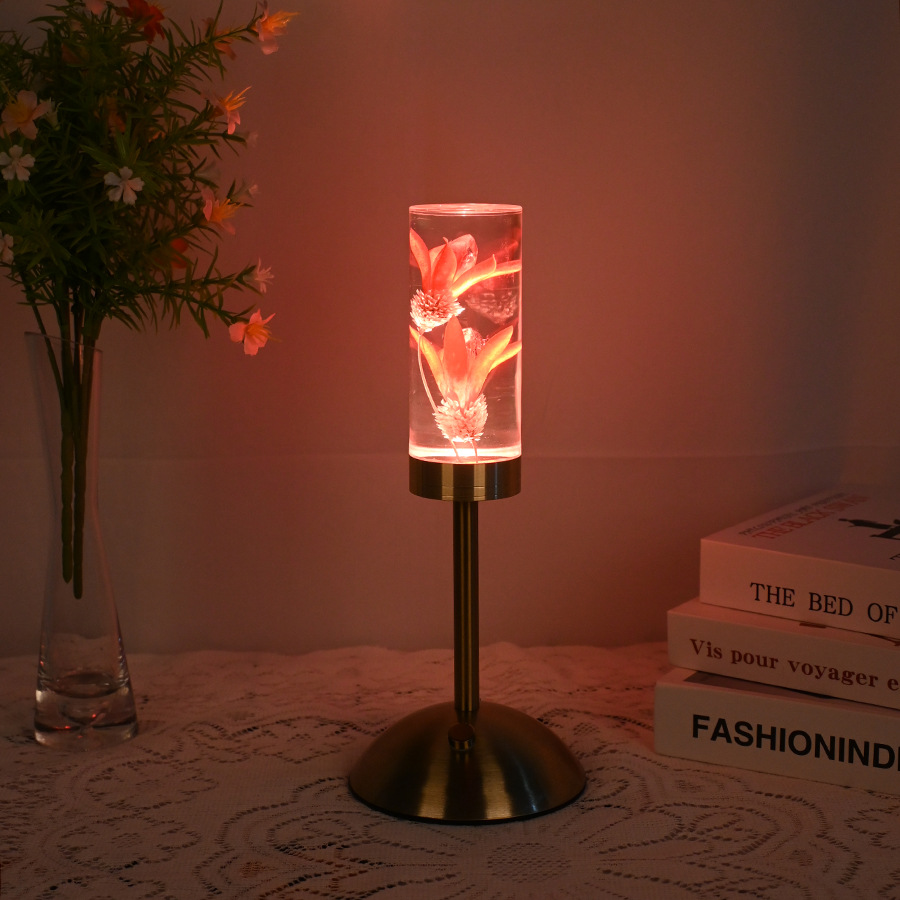 Nuevo immortalflower acrílico lámpara de mesa led creativo pequeña luz nocturna dormitorio lámpara de cabecera ambiente decoración pending crossover pic 10