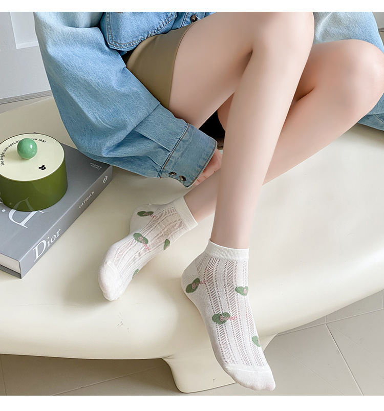 袜子地摊一件代发女士袜子夏季薄款网眼透气吸汗短筒女袜百搭休闲浅口船袜诸暨批发一件代发详情11