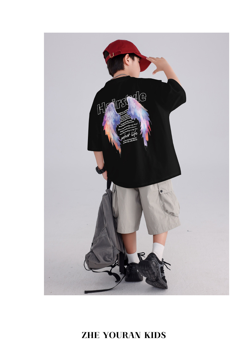 男童夏季凉感短袖白t恤2025新款儿童夏装半袖体恤中大童装上衣潮详情14