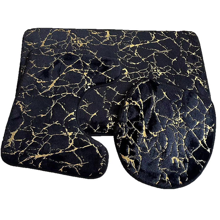 Rabbit fur gilded toilet three-piece set, carpet floor mat, bathroom and toilet anti-slip mat, household entrance floor mat pic 2