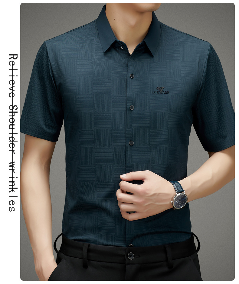 衬衫短袖男夏季新款抖快热卖轻商务中年短袖衬衫翻领修身休闲短袖详情33