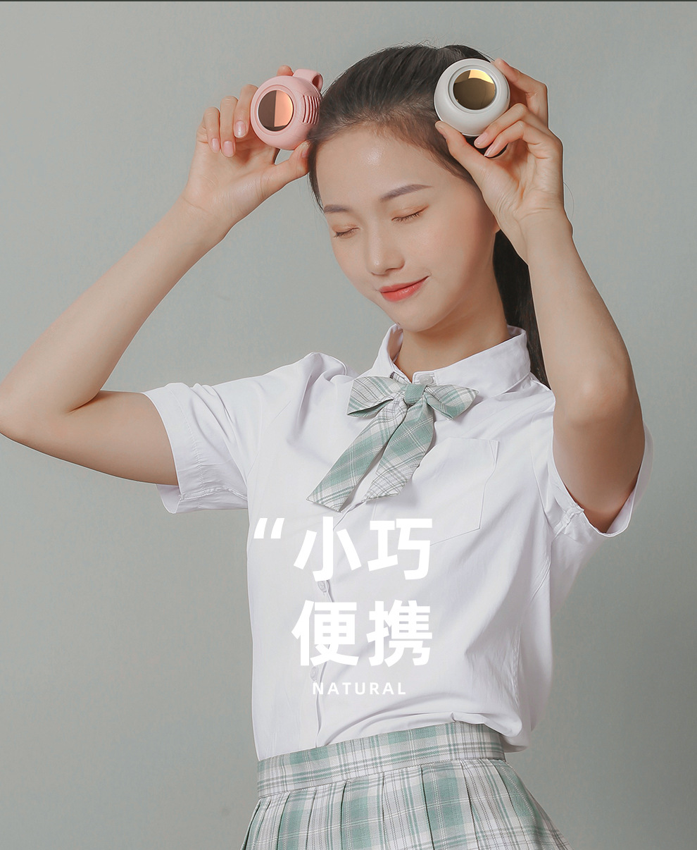 跨境新款小旋风挂脖小风扇迷你挂腰便携手持桌面usb充电小电风扇详情16