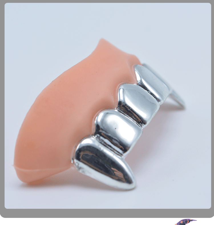 跨境万圣节装扮道具电镀金银假牙仿真僵尸假牙搞笑整蛊牙套整人玩具详情7