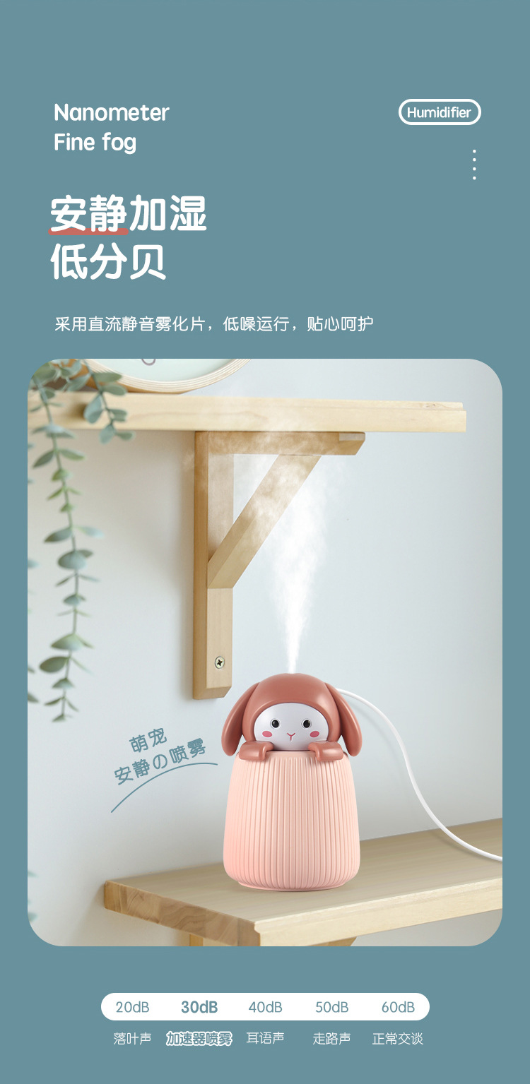 Cartoon Cute Rabbit desktop humidifier, portable charging spray water replenishing device for car bedroom and office, office and bedroom humidifier pic 7
