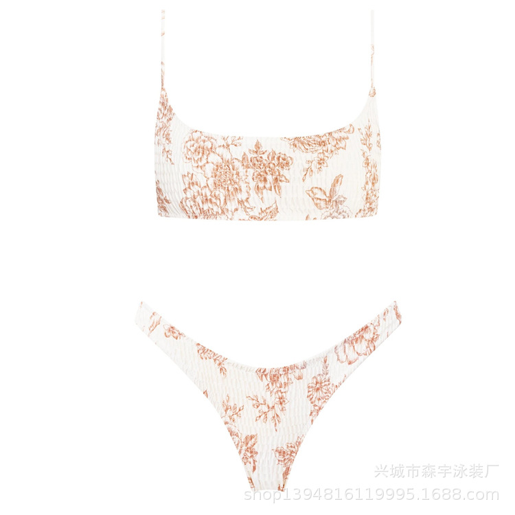 The 11-color INS triangular double-sided swimsuit with strapless and pleated designs from Europe and America has swept the new bikini style pic 65