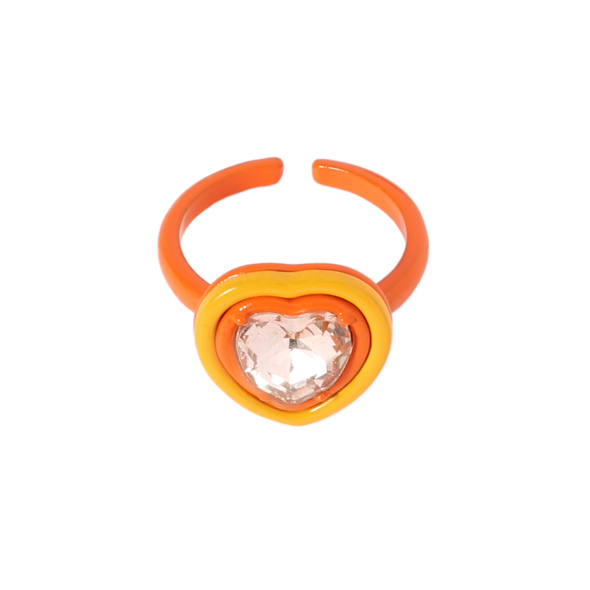 Trendy and personalized joint ring, heart-shaped water diamond resin ring, adjustable opening for women, sweet and girlish index finger ring pic 7