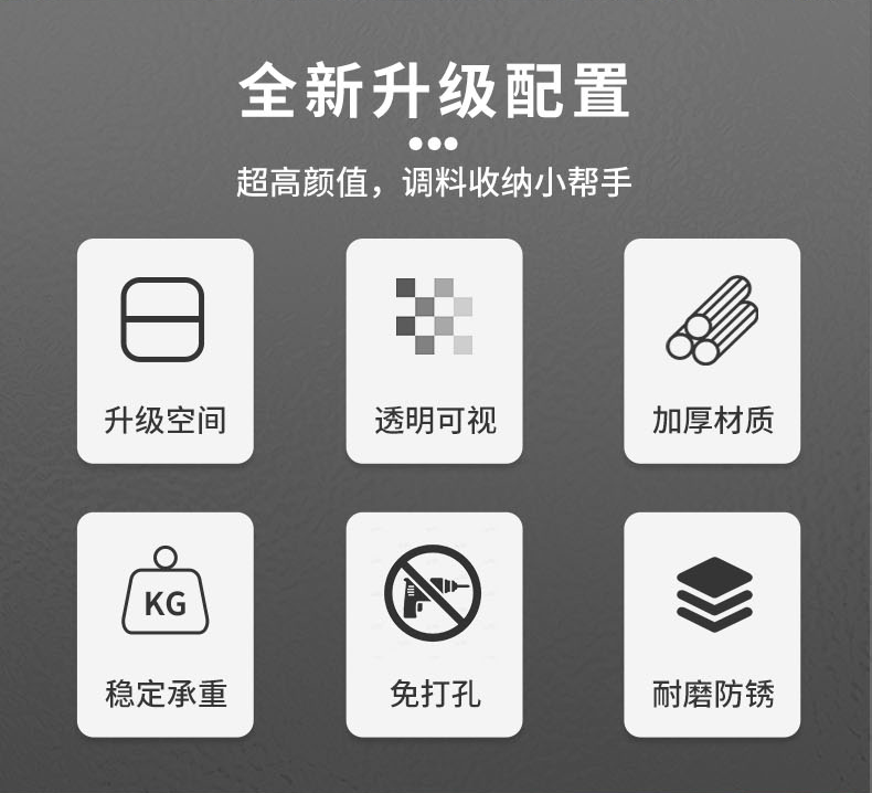 代发厨房壁挂调料柜 钣金免打孔收纳整理柜洞洞板带门收纳壁橱详情3