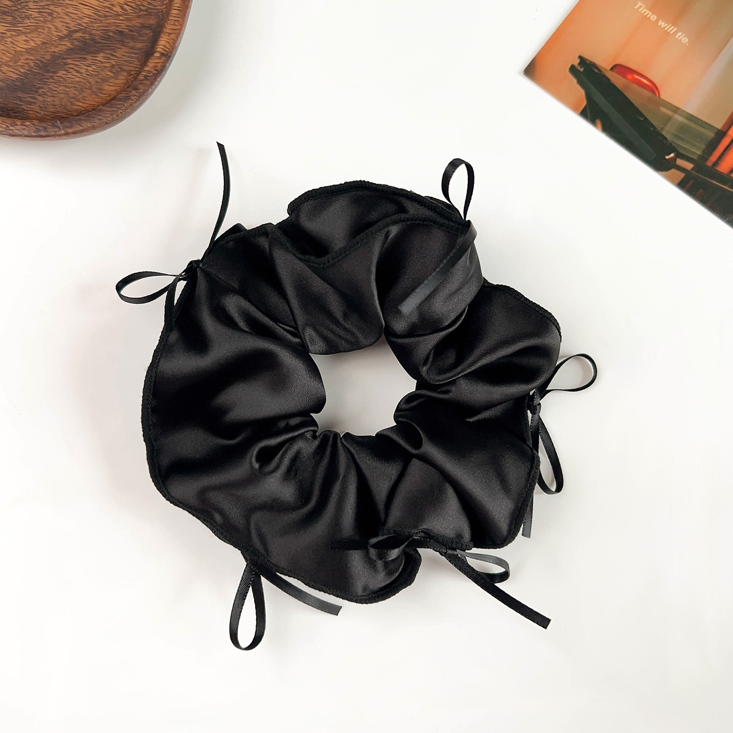 甜美芭蕾风丝带蝴蝶结大肠发圈少女扎发气质缎面发绳大号头绳发饰详情13