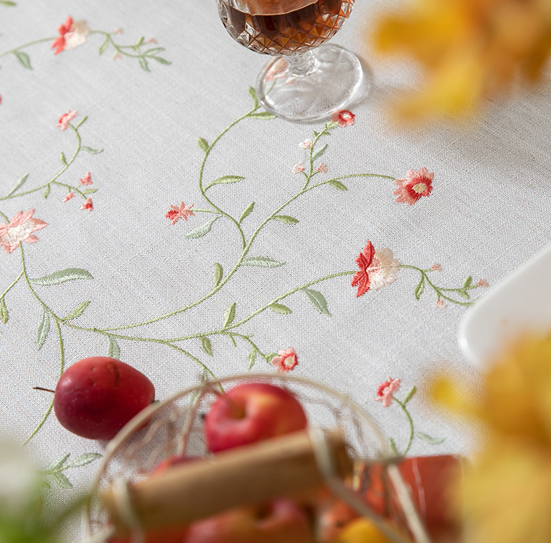 Youzhuo Nordic modern, simple, fashionable, creative, elegant and high-end cotton and linen fabric tablecloths, waterproof embroidered tablecloths, small floral coffee table fabrics, tassel cover fabrics, rectangular tablecloths pic 8