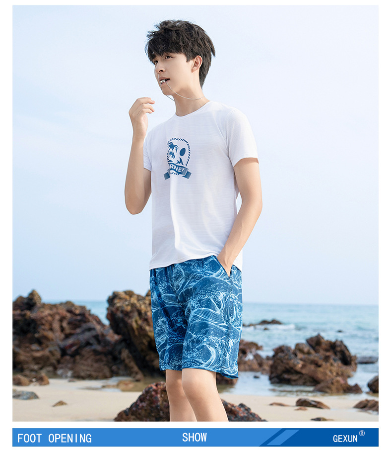沙滩裤男温泉宽松欧美大码短裤夏外穿弹力大裤衩五分裤速干游泳裤详情19