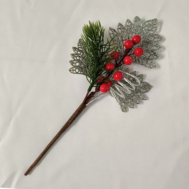 圣诞装饰金粉叶片浆果装饰树枝圣诞树插件气氛用品仿真树枝浆果枝详情10