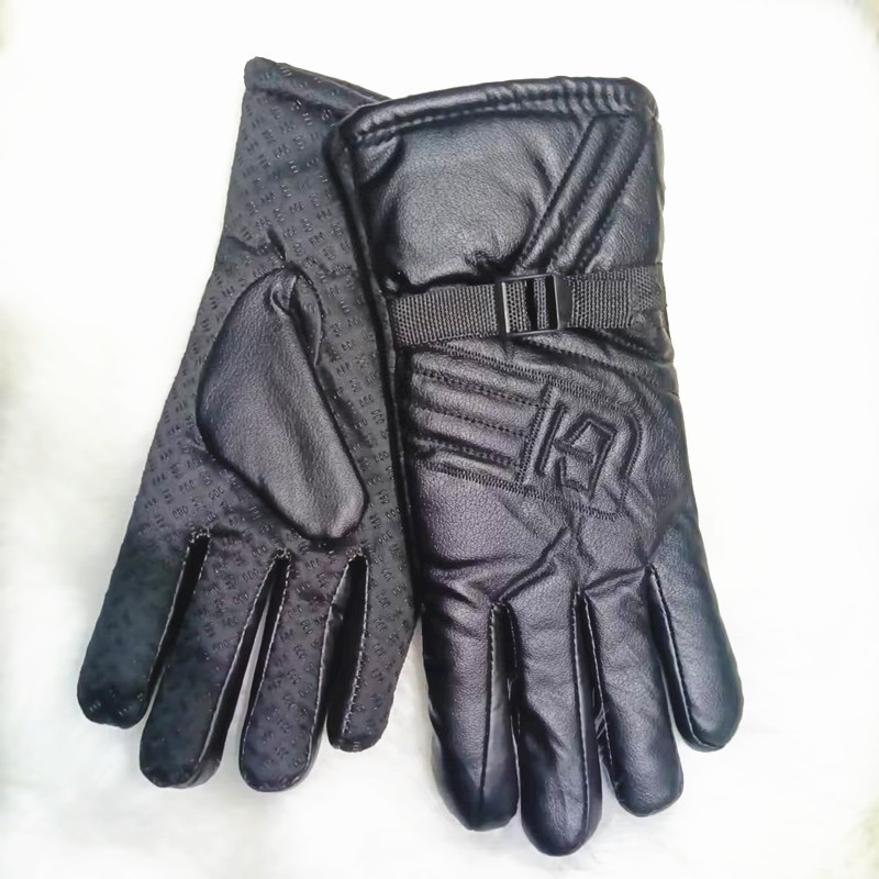 跨境加长摩托车保暖皮手套男士加厚加绒骑行防滑手套详情3