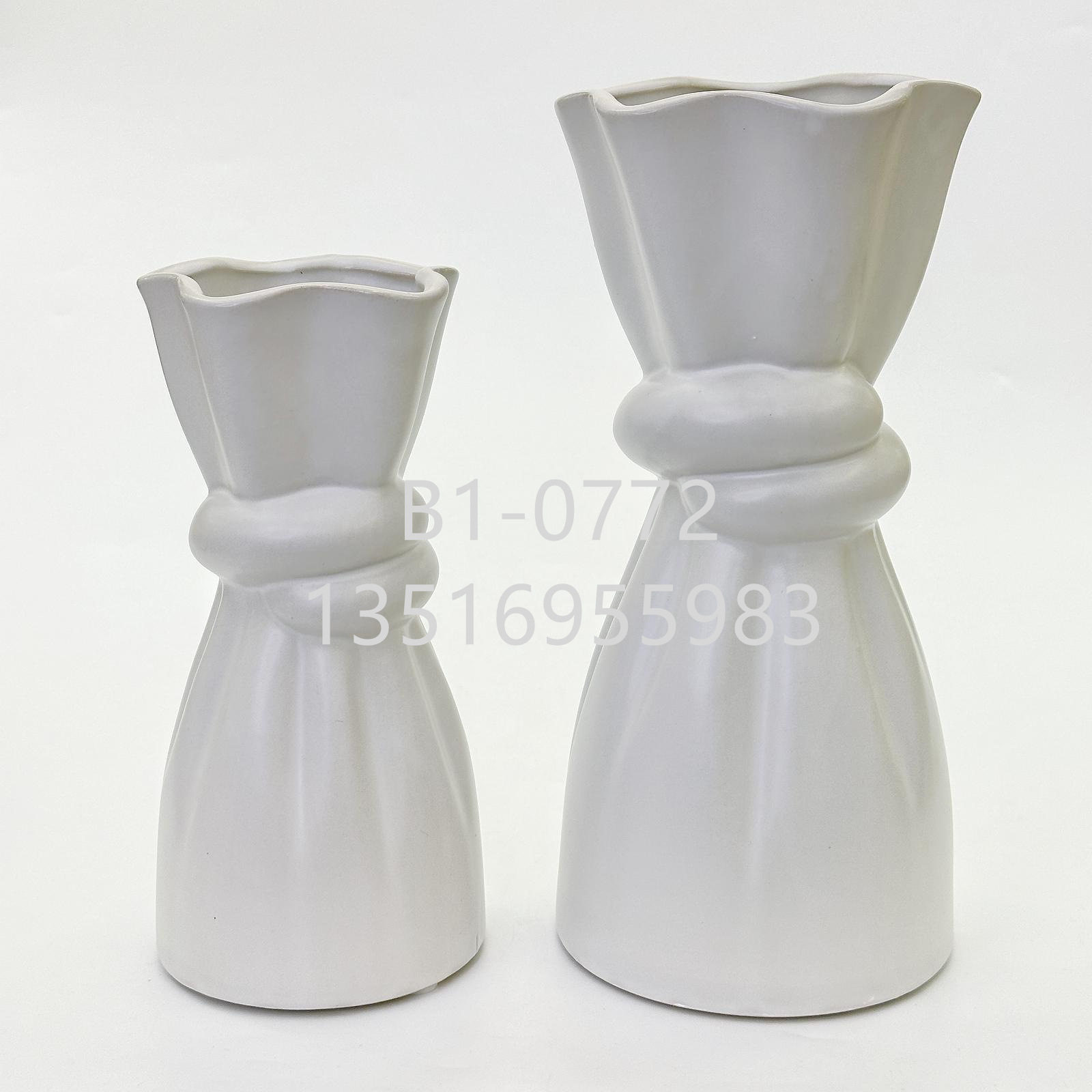 Nordic creative hand-held bouquet, light blue Morandi ceramic vase, living room flower arrangement, home TV cabinet decoration pic 7