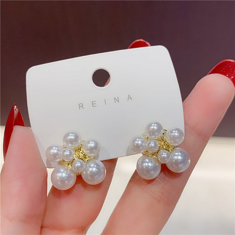 高级感法式复古珍珠不规则耳环精致轻奢小众设计气质简约韩版耳钉详情5