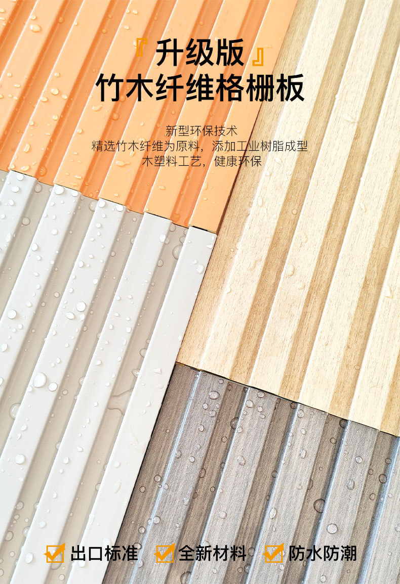 竹木纤维格栅板吊顶阳台背景墙凹凸仿木纹PVC生态木长城板空心板详情4