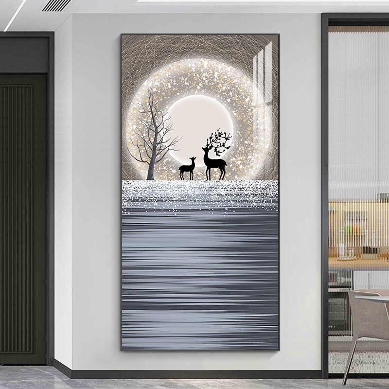 现代简约入户玄关装饰画走廊过道壁画竖版轻奢好寓意晶瓷镶钻挂画详情13