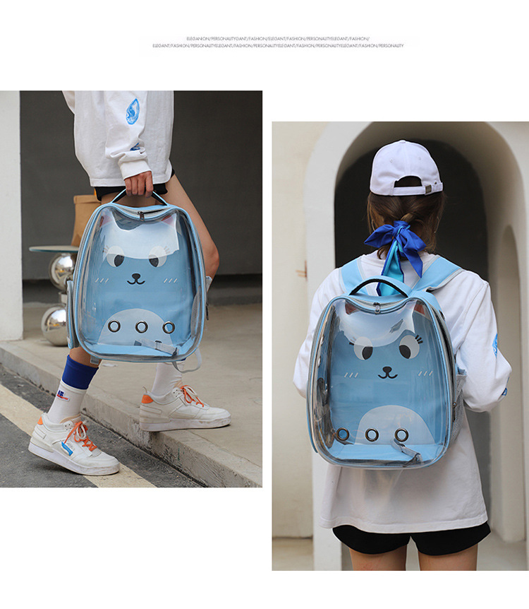 New transparent backpack, pet bag, cartoon portable space capsule, cat bag, dog breathable shopping backpack pic 21
