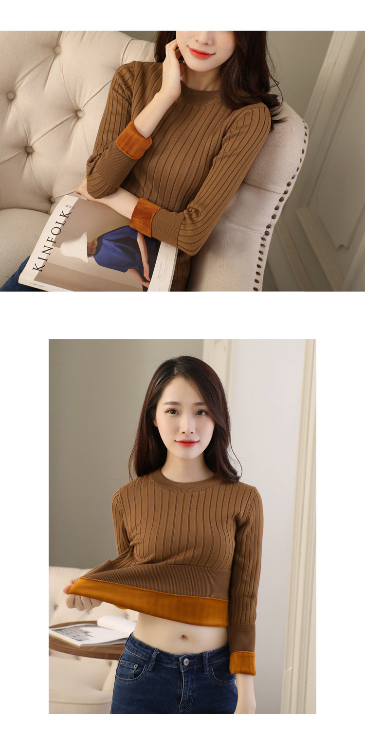 加绒毛衣女加厚圆领打底衫长袖保暖衣服套头针织衫上衣详情20