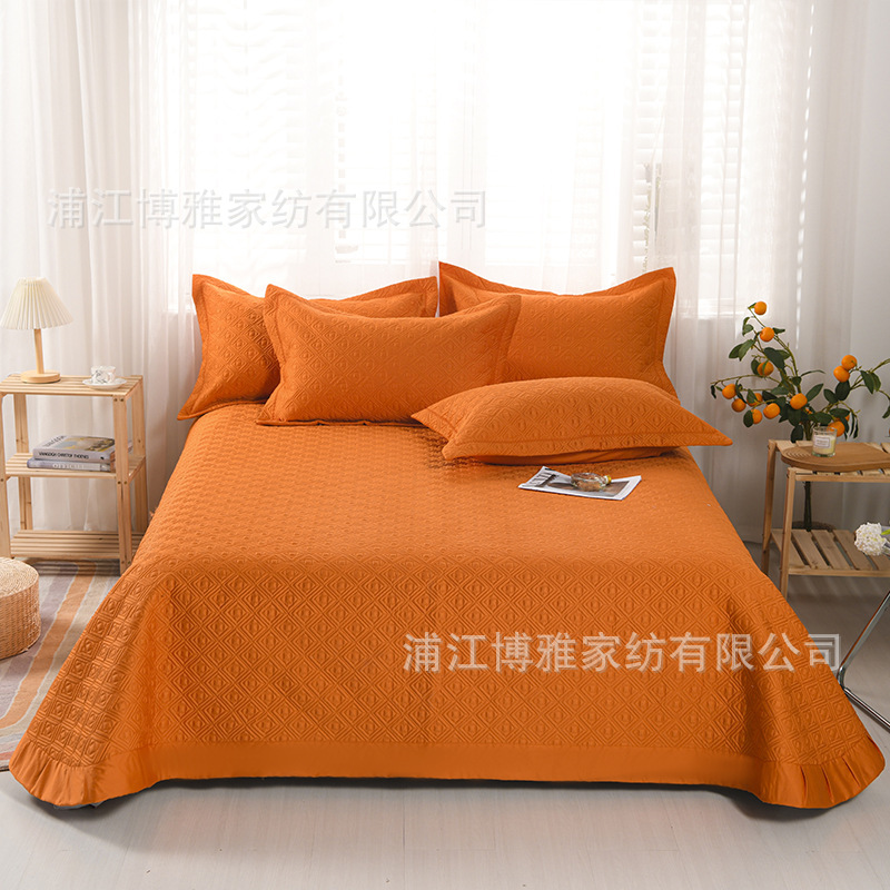 Wholesale of new light luxury 60s long-staple cotton bed cover three-piece set, quilted quilt with thickened cotton interlining, pure cotton bed cover pillowcase pic 4