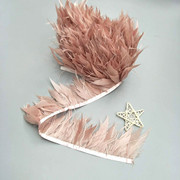 Wholesale from the manufacturer of large goose feather fabric with feather lamps, clothing accessories, DIY handicrafts, decorative colorful feather fabric edges pic 2