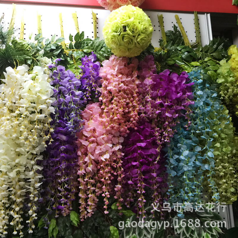 110CM simulated wisteria flower, simulated bean flower branch, bean flower strip, simulated wisteria hanging, simulated bean flower branch, wisteria strip pic 37