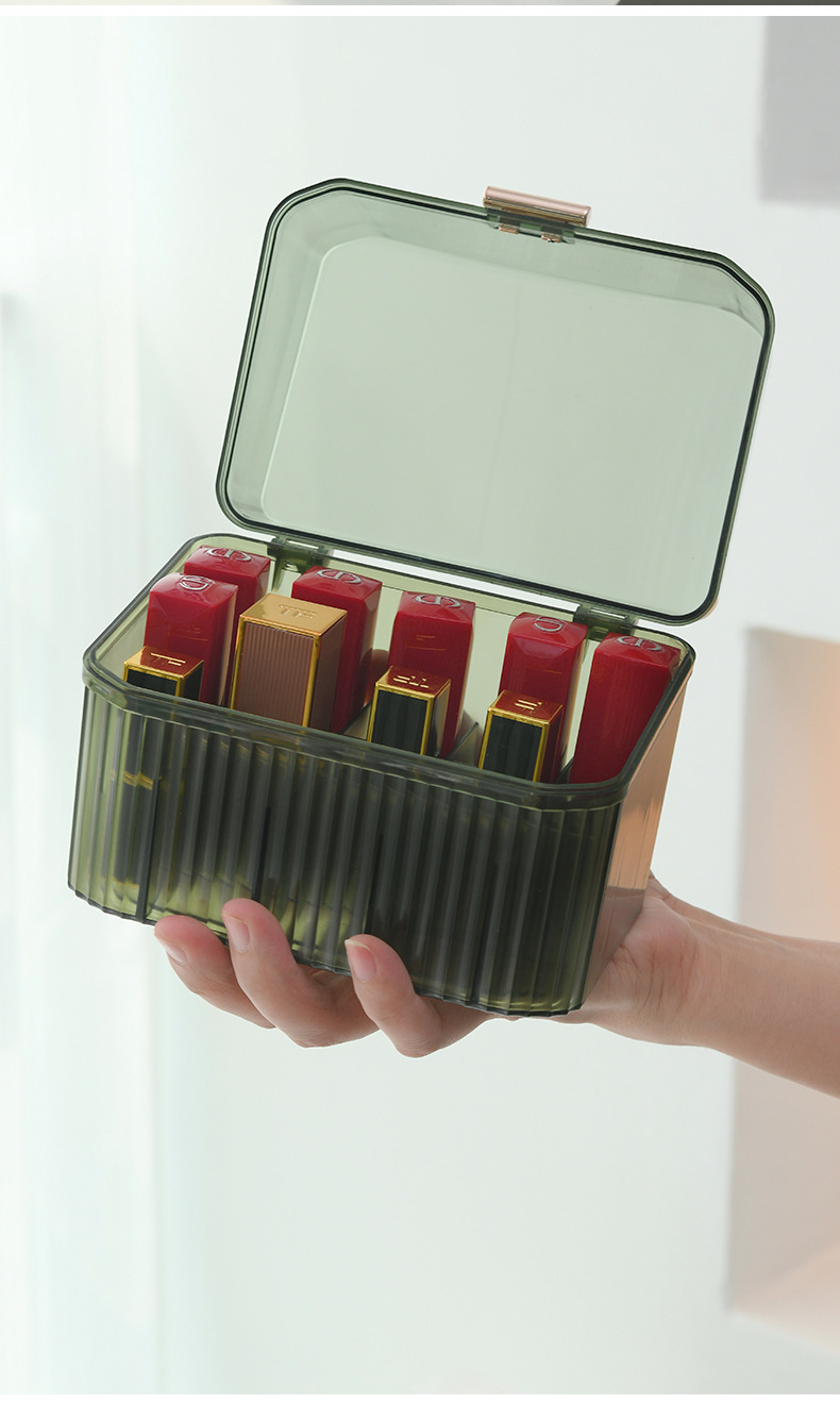 跨境好物梳妆台带盖轻奢高颜值通明口红收纳盒首饰整理箱厂家直销详情23
