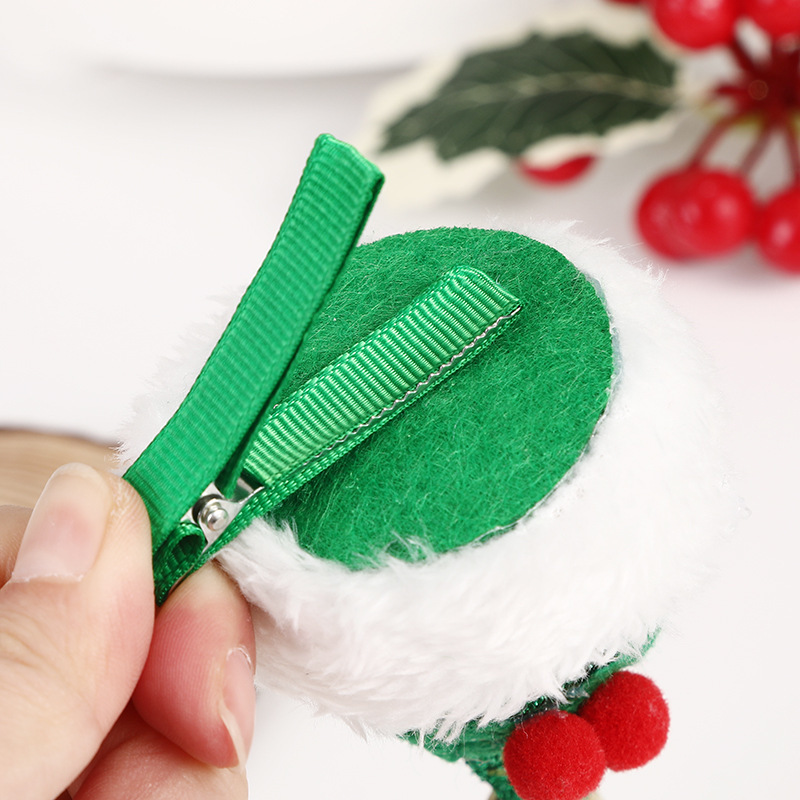 New Christmas holiday dog hat headwear, cute handcrafted snow-white round hat pet hair clip pic 4