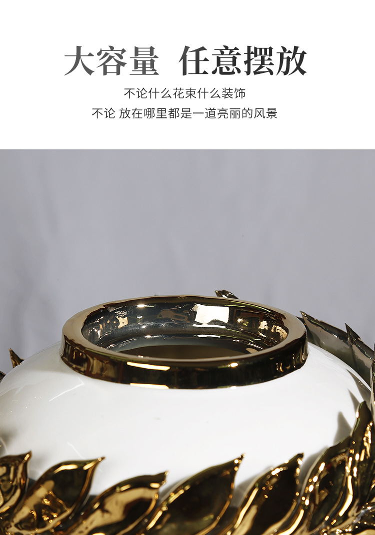 New ceramic electroplated decal golden general jar, European-style flower arrangement vase, handicraft display item, decorative storage jar pic 4