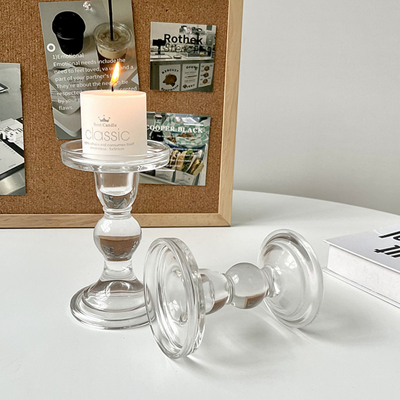 ins Roman column glass candlestick, French retro decorative item, romantic candlelight dinner decoration, photo prop pic 3