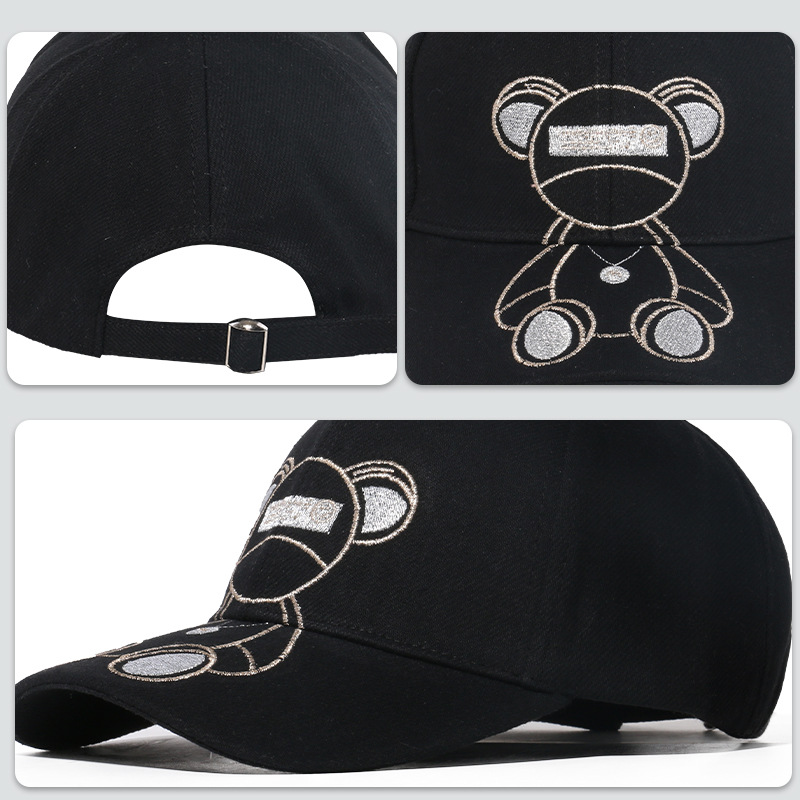 Dibujos animados bordado oso sombrero de béisbol sombreado sombrero de protección solar pareja a lo largo de la tendencia de la gorra de béisbol versátil sombrero de pato pic 20