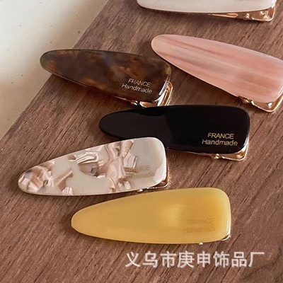 Korean atmosphere acetate crushed hair clips, side clips, simple straight clips, duckbill clips, summer high-end style bangs clips for women pic 6
