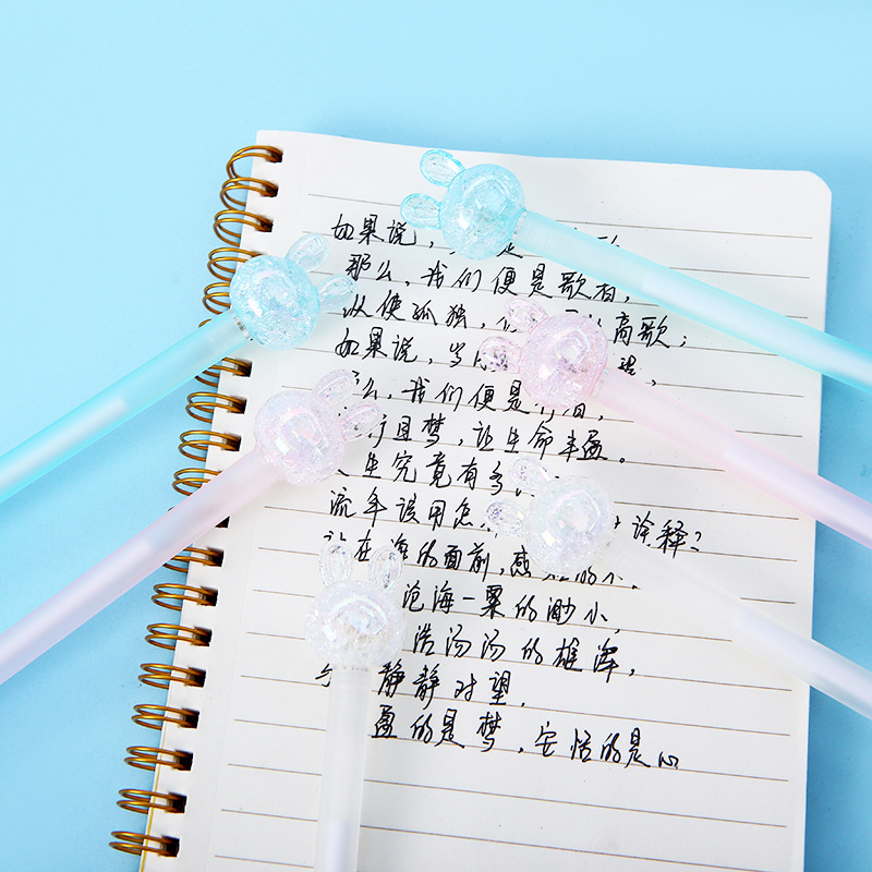 Wholesale of Korean-style creative crystal head shaped rabbit-shaped gel pens with dazzling laser designs for students pic 21