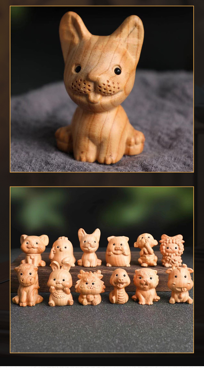 桃木雕刻十二生肖木雕摆件手把件木质工艺品办公室书桌家居装饰详情9