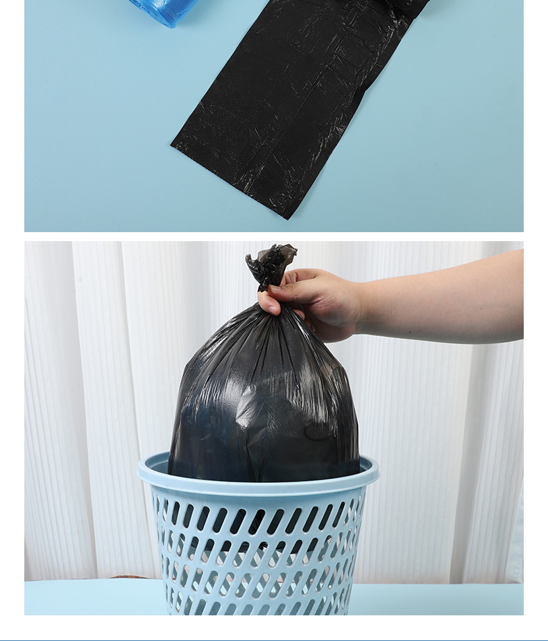 黑色大号加厚平口一次性家用垃圾袋批发厂家直售定制点断式垃圾袋详情12
