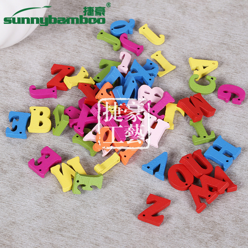 捷豪工艺新款彩色原木DIY工艺字母 英文字母混装 DIY早教玩具批发详情4