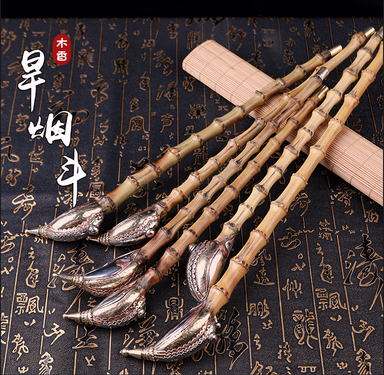 木香老式竹子烟杆朝烟斗烟袋锅复古传统手工长烟枪朝烟筒旱烟斗详情14