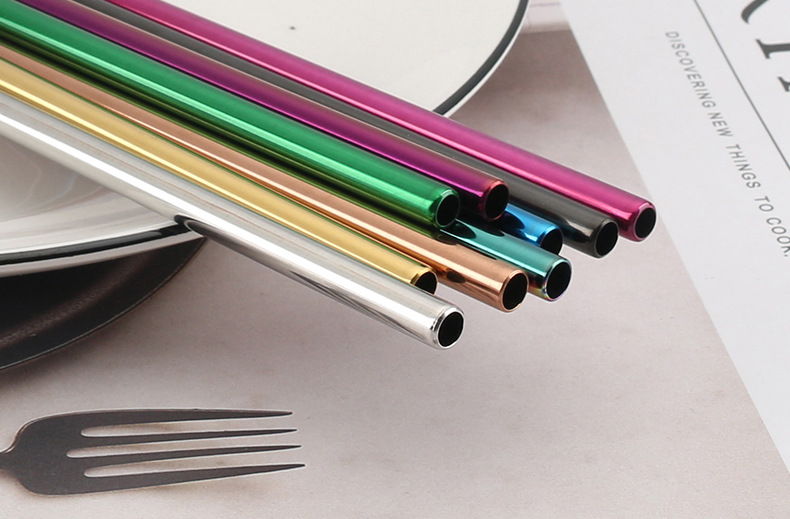 Food-grade 304 stainless steel straw set, coffee and milk tea straw, long stirring straw, custom logo stainless steel straw sleeve, straw brush with fabric bag, eco-friendly straw set pic 13