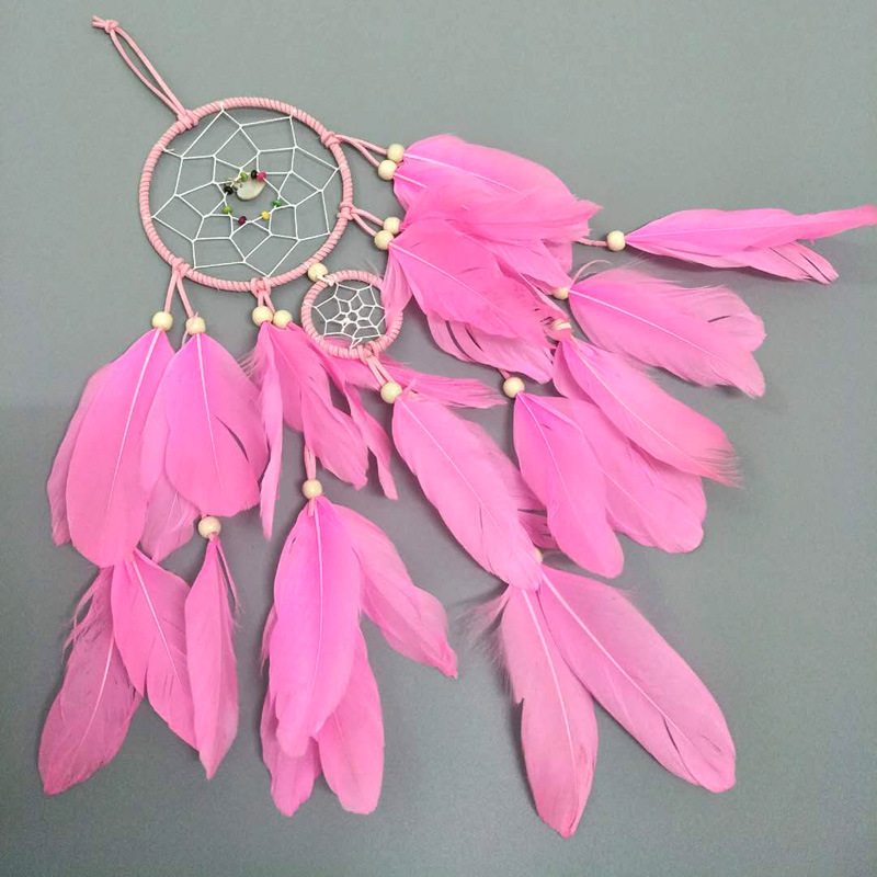Factory wholesale pink double-disc dreamcatcher nets, home decoration dreamcatcher net pendants, creative wind chimes, dreamcatcher nets pic 13