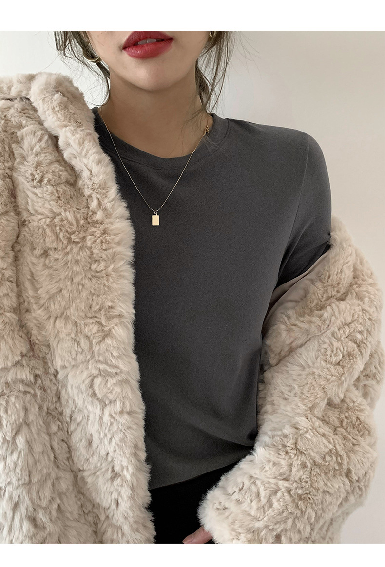 A German velvet semi-high-neck white base layer for women, paired with a stylish, thickened, brushed, and form-fitting mid-neck base layer for autumn and winter pic 12