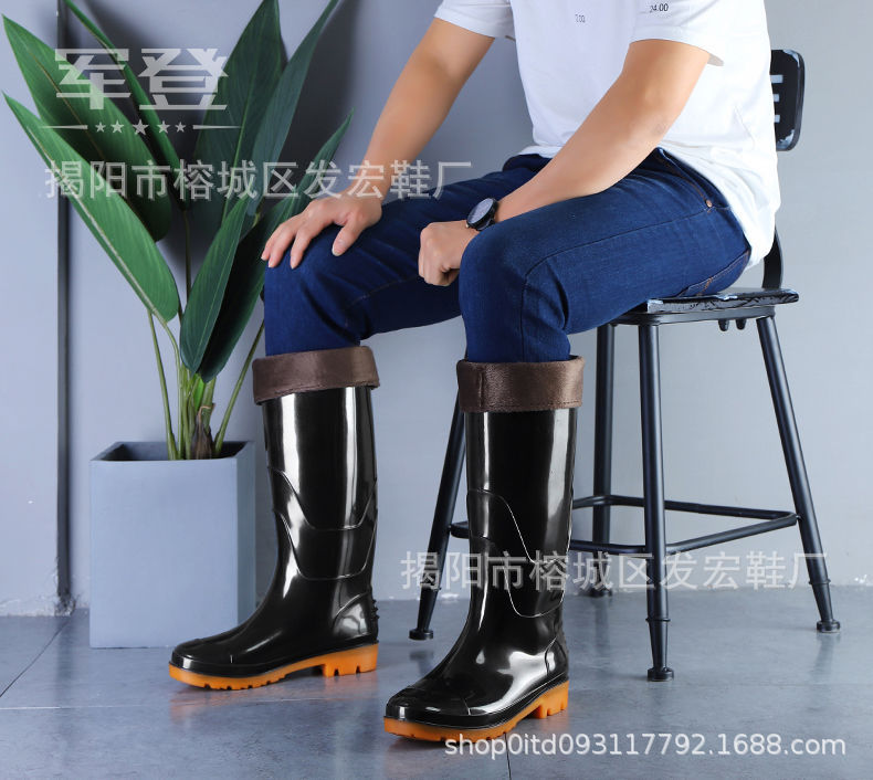 防水牛筋底雨鞋男胶鞋耐磨高筒雨靴加厚水鞋防滑劳保洗车水靴工地详情18