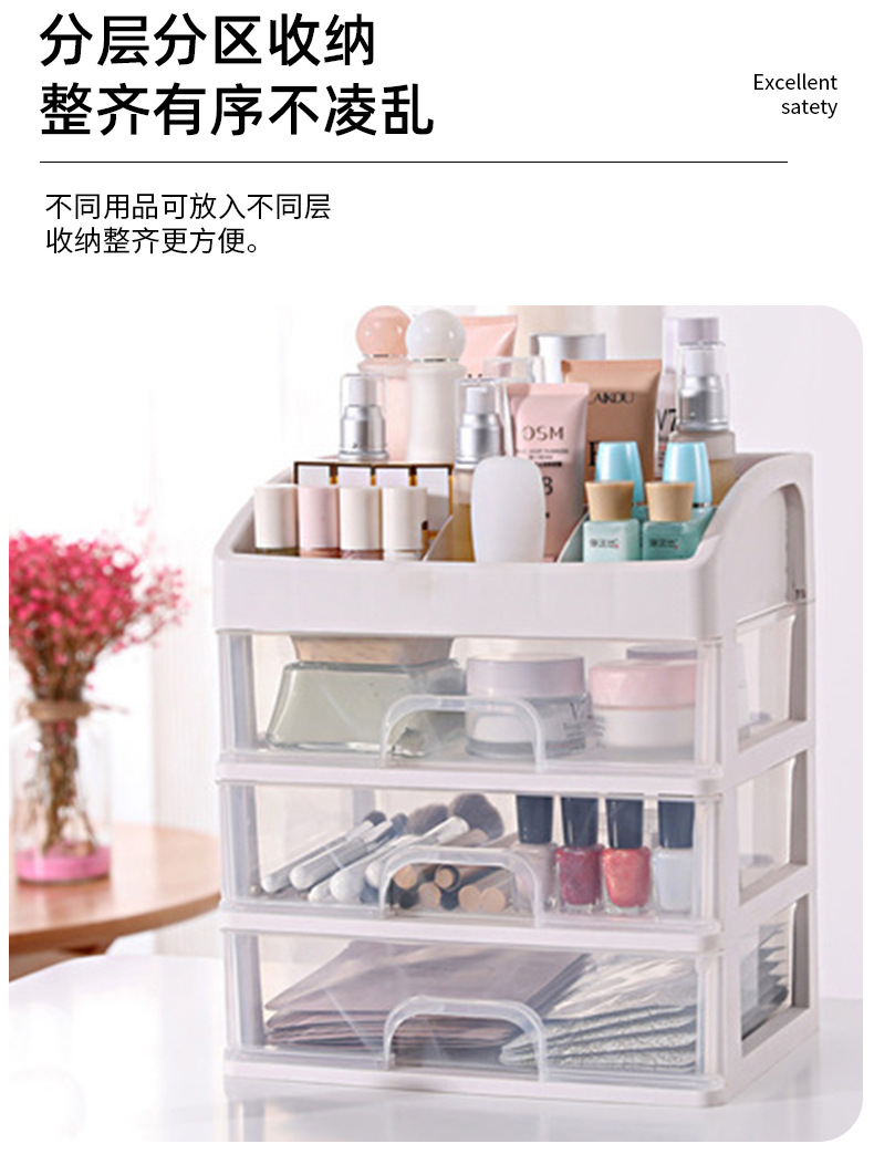 透明化妆品收纳盒桌多功能面置物架家用护肤品抽屉式收纳箱批发详情15