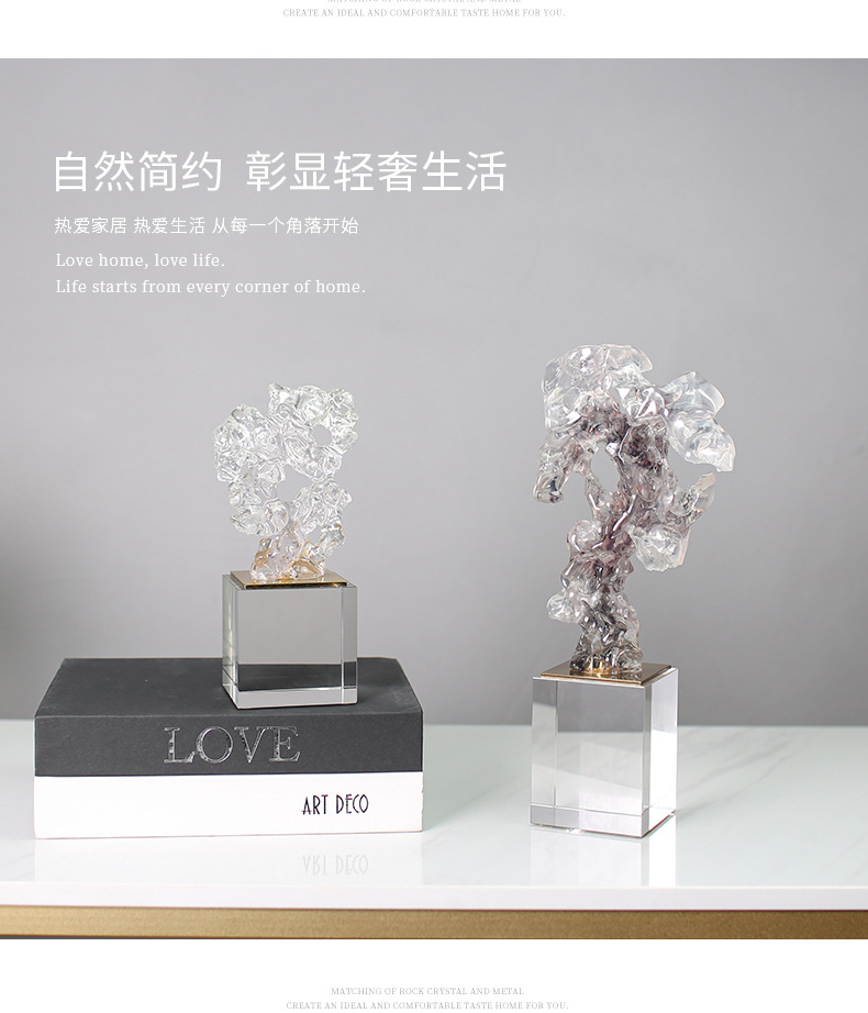 New Chinese-style resin sculpture entrance hall decorative items, abstract crystal imitation creative art decorative items pic 21