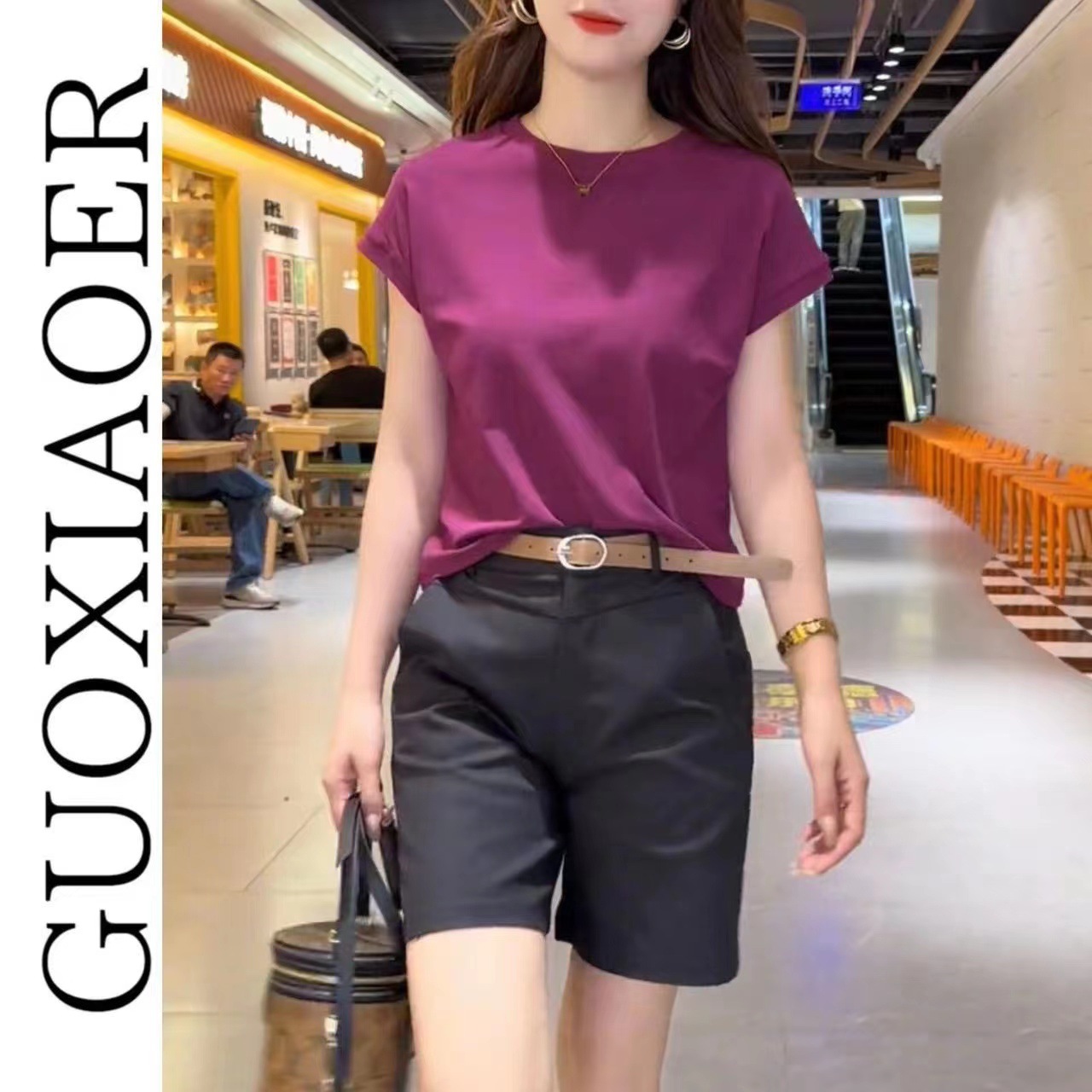Feifei Sleeve short-sleeved T-shirt for women, 260g small Feifei sleeve solid color light version, one-sleeve European style thin top, base layer, sent on delivery pic 11
