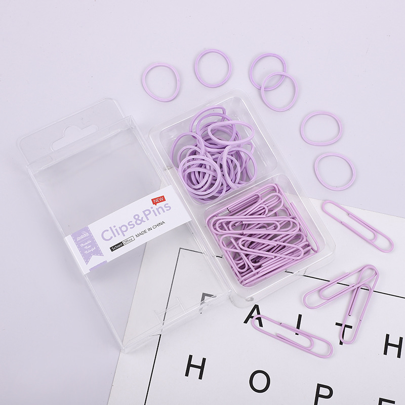 Cross-border 2-in-1 office combo set, macaron-colored paper clip, ticket holder, thumbtack, round head clip, keychain box pic 4