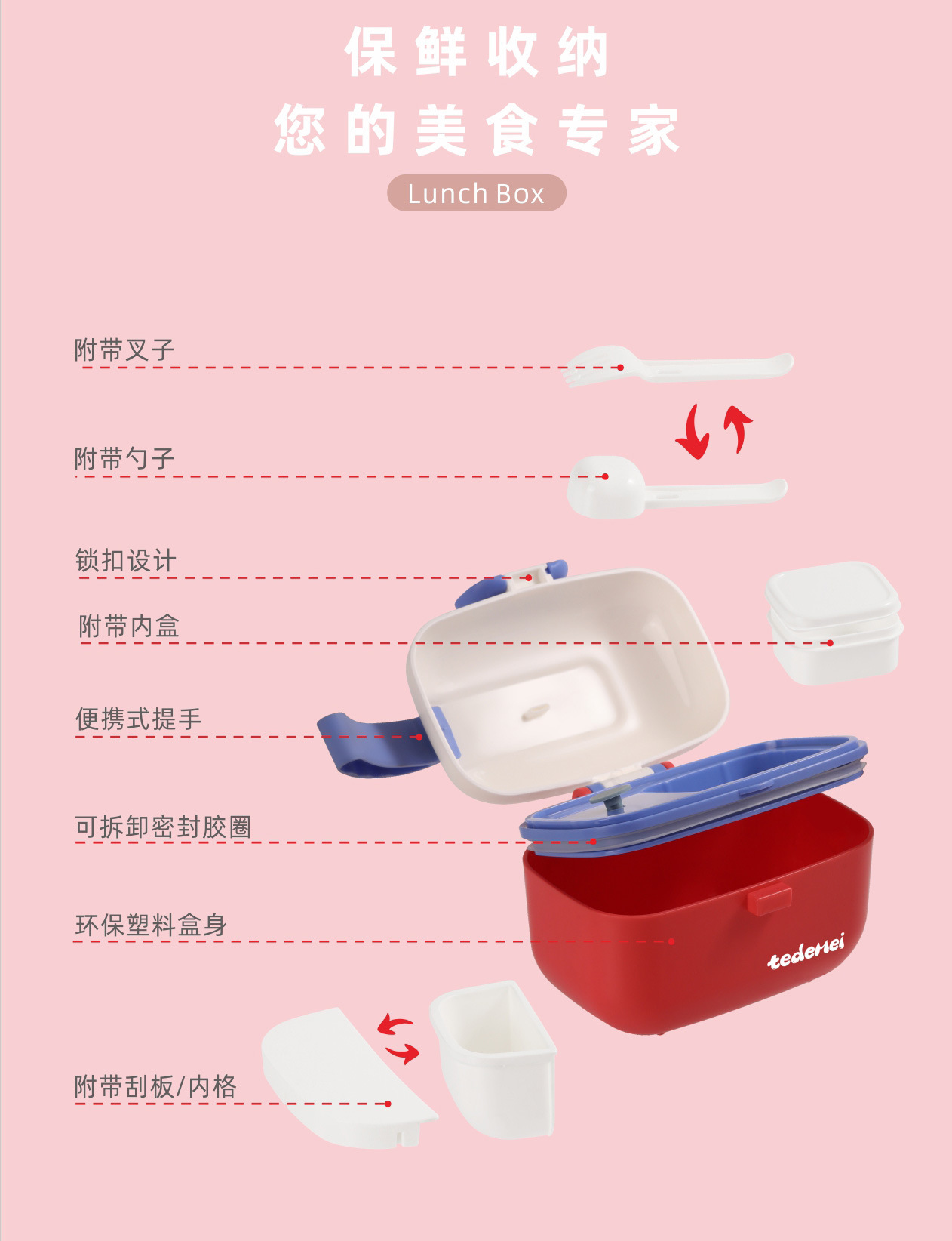 可爱宝宝辅食盒便携儿童饭盒高颜值奶粉盒带勺密封零食餐盒酱料盒详情11