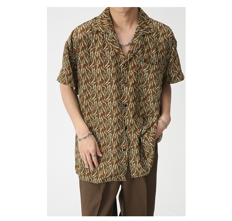 MTLCLOTHES男装|2023夏款新品复古碎花韩版宽松休闲短袖衬衣详情4