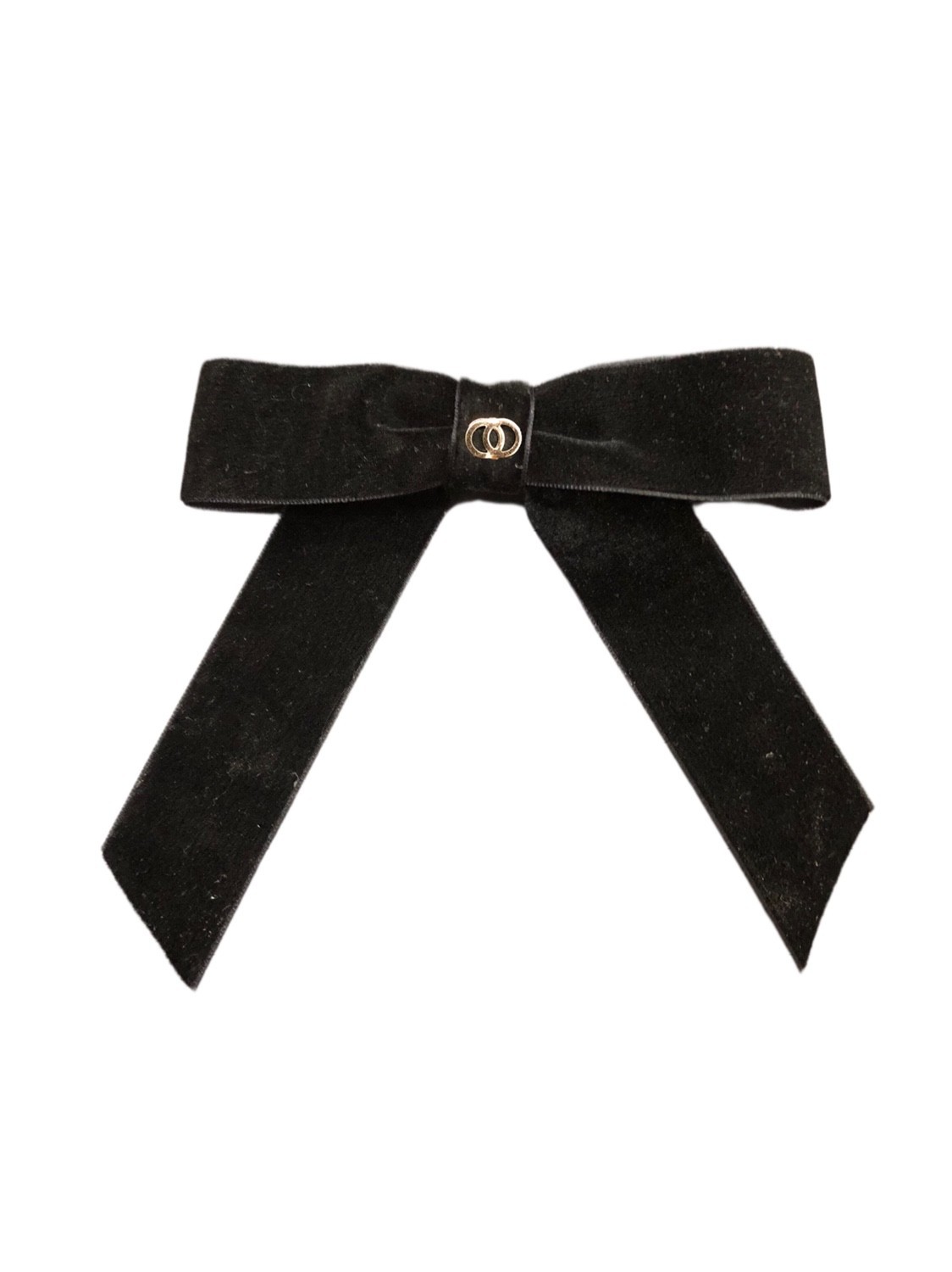 New 14cmx14 chanel-style webbing, black swan velvet bow webbing, gold standard large size hairpin pic 2